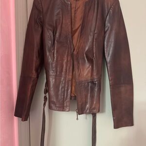 Zara Deep Brown burnish Leather Jacket